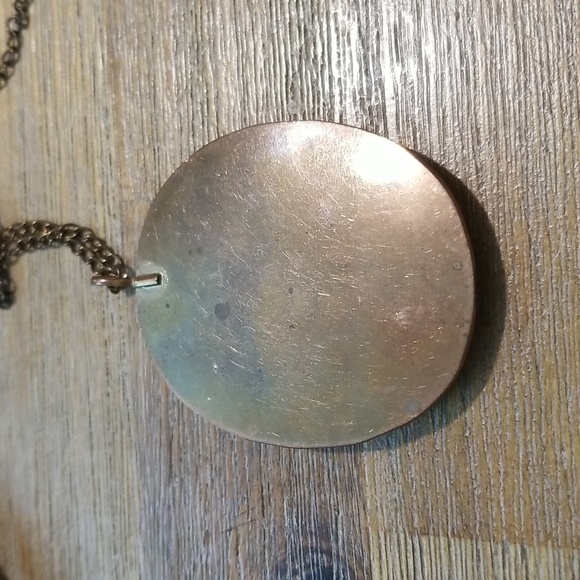 Antique Bohemian Pendant with Blue Beads Gold Tone Accents and Chain Necklace - Picture 3 of 4